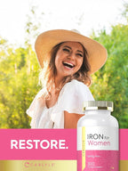 Carlyle Iron Supplement for Women 65mg | 300 Coated Tablets | Vegetarian, Non-GMO & Gluten Free
