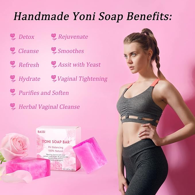 Yoni Soap Bars Vaginal Wash 3 PCS, 100% Natural Organic intimate soap for Women Ph Balance Yoni Wash Vaginial Deodorants Vaginal Care Soap with Foaming Net, Vagina Bar Feminine Wash 3.53 OZ