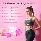 Yoni Soap Bars Vaginal Wash 3 PCS, 100% Natural Organic intimate soap for Women Ph Balance Yoni Wash Vaginial Deodorants Vaginal Care Soap with Foaming Net, Vagina Bar Feminine Wash 3.53 OZ