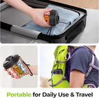 AUVON Large Pill Dispenser Can Store 7 Various Supplements, Travel Pill Organizer Bottle with Anti-Mix Design, Arthritis-friendly Pill Holder with Wide Opening & Slider Lid, Includes 20 Blank Stickers
