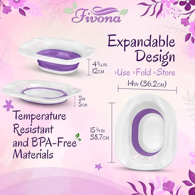 Fivona Yoni Steam Kit 3-in-1 Complete Set of Over the Toilet Foldable Steamer Seat with 1 Pack of Blue Moon and 1 Pack of Sunrise Yoni Steaming Herbs