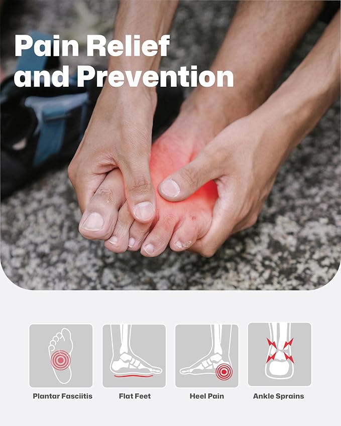 WalkHero Plantar Fasciitis Pain Relief Insoles - Arch Support Inserts, Total Support,Flat Feet Orthotic Insoles for Standing All Day and Lasting Comfort Mens 15-15.5