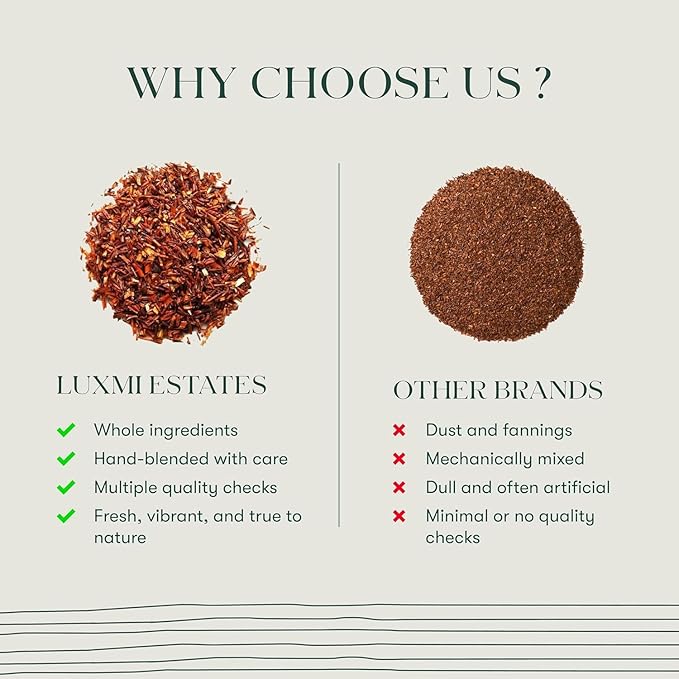 Luxmi Estates Rooibos Chai Organic Rooibos Tea with Spices (50 Tea Bags) Caffeine Free Tea Bags For Relaxing, Calming, and Stress Relief, With Certified Organic Rooibos Tea