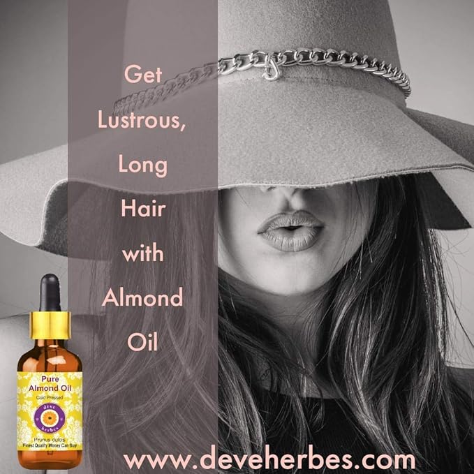 dève herbes Pure Almond Oil (Prunus dulcis) with Glass Dropper Cold Pressed 30ml (1 oz)