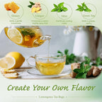 WT WEETEE Lemongrass Tea Bags, 100 Count Pure Lemon Grass Leaves Tea Bags, Natural Caffeine Free Herbal Tea