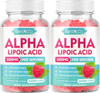 MEENCCD 2 Pack Alpha Lipoic Acid Gummies 600mg - ALA Supplement for Antioxidant Support, Vegan, Sugar-Free, Raspberry Flavor, 120 Count