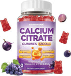 Calcium Citrate Gummies - 1200mg Calcium Gummies Supplements for Women & Men with Vitamin D3, K2, Magnesium, Zinc High Absorption for Bone, Muscle & Immune Support, Grape Flavor, 60 Count