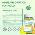Potassium Gummies 1000mg, Potassium Citrate Gummies for Adults Women & Men, Chewable Potassium Supplement Support Leg Cramps & Muscle Health - Sugar Free, Vegan,60 Count