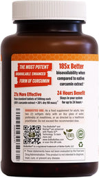 A1Vitality Vegan Turmeric Curcumin NovaSOL 1000mg - Nature's Joint Support Supplements - 185x Bioavailable Than Standard Curcumin - Natural Carrageenan Softgels (Vegan)