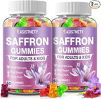 Saffron Gummies for Kids & Adults 88.5mg Saffron Extract, Cαlm, Focus & Mood Support, Saffron Supplement with L-Theanine, St.John's Wort, Lemon Balm, Magnesium, Gentle Nerve & Rest Support (Pack of 2)