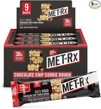 MET-Rx Big 100 Colossal Protein Bars, Chocolate Chip Cookie Dough Meal Replacement Bars, 9 Count (Pack of 1)