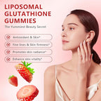 2 Packs 2500MG Liposomal Glutathione Gummies, 2X Absorption Liposomal Glutathione for Women-Complex L-Cysteine, Antioxidant, Skin & Liver Support, Strawberry Flavor, 120 Count