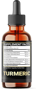 6in1 Liquid Turmeric Curcumin with Ginger, Berberine, Ceylon Cinnamon, Bitter Melon, Black Pepper - Drops Extract for Joint Support - 2Packs of 1 Fl Oz