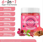 kindnature Berberine Gummies 1000mg with Ceylon Cinnamon & Resveratrol – 6-in-1 Blood Sugar Support Supplement – Metabolism & Weight Wellness – Sugar-Free, Vegan, Non-GMO