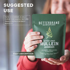 Betterbrand Mullein Chewable Gummies for Lung Cleanse and Detox, Respiratory Health Supplement, 1000mg Mullein Extract per Serving, 60 Gummies - 30 Day Supply - Pear Flavored