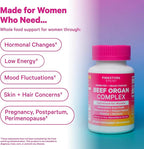 Pink Stork Beef Organ Supplement for Women | Grass-Fed Beef Liver Capsules with Iron, B12, CoQ10, Vitamin A | Primal Multivitamin for Female Hormone + Energy Support | 60 Capsules