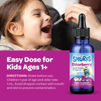 Smurfs Kids Elderberry Drops | Liquid Vitamin C and Elderberry for Kids Immune Support | Ages 1 & Up | Vegan Non-GMO & No Artificial Flavors or Colors | No Added Sugar | Berry Flavor | 30 Servings