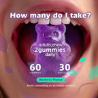 Magnesium Glycinate Gummies 1000mg - Sugar Free Magnesium Potassium Supplement with Vitamin D, B6, CoQ10 for Calm Mood & Sleep Support - 120 Blueberry Gummies