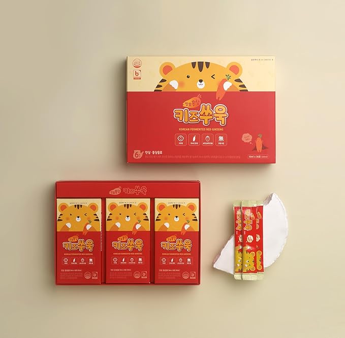 OSONDOSON Kids Red Ginseng Drink – Korean Fermented Ginseng Supplement with Fruit Flavor for Children, 30 Liquid Sticks (Regular)