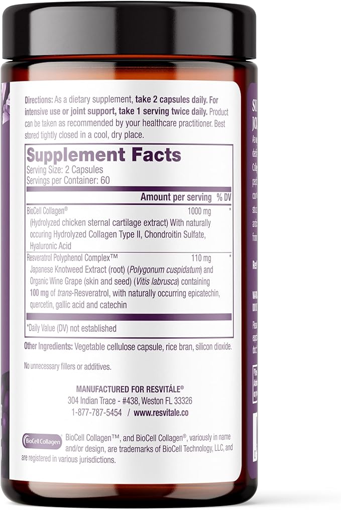 ResVitále Collagen Enhance - Beauty Supplement with Hyaluronic Acid & Resveratrol - 120 Capsules