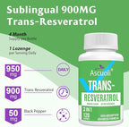 Sublingual Trans-Resveratrol Purity 99%, 3-in-1 Advanced Formula Resveratrol Supplement for Boost NAD+, Immune & Energy Support, Anti-Aging, Skin & Overall Health, 120 Lozenge (120-Day Supply)