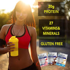 Quick Slim Meal Replacement Shake for Weight Loss, 30 Servings, Complete Meal Replacement Powder, Low Carb Diet Shakes for Women & Men, 20g Protein, 27 Vit & Min, Fiber, Gluten Free (Strawberry Cream)