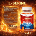 L-Serine Gummies 1000mg - Pure L Serine Supplement for Cognitive Function and Nervous System Health, Phosphorylated LSerine Supplements for Brain Support, Non-GMO, Gluten Free, 60 Vegetarian Gummy