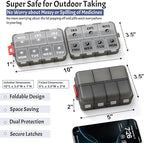 Foldable & Portable Weekly Pill Organizer 2 Times a Day with Clear Printed Labels - 7 Day AM PM Medicine Box, Week Daily Travel Pill Case Holder for Medications, Vitamin, Supplement - Clear Black