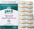 pH-D Feminine Health Support - Boric Acid Moisturizing Suppository - Woman Owned - for Vaginal Odor - Paraben-Free and Cruelty-Free - 14 Count