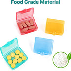 Sukuos Small Pill Box 4 pcs, Portable Travel Pill Organizer for Pocket Purse Cute Daily Pill Case Container for Vitamin Fish Oil Supplements, Easy to Open & Clean