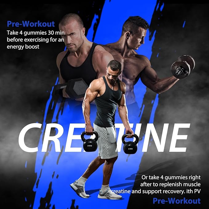 120Count Creatine Monohydrate Gummies 5g, Energy Creatine Supplements Gummies for Gym Essentials-Blueberry