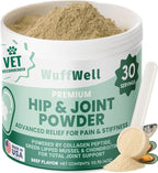 WuffWell Hip and Joint Powder Supplement for Dogs - Glucosamine Dog Joint Health - Joint Supplement for Dogs Powder - Supports Mobility - Dog Joint Powder Supplement - Large, Medium, Small Breeds