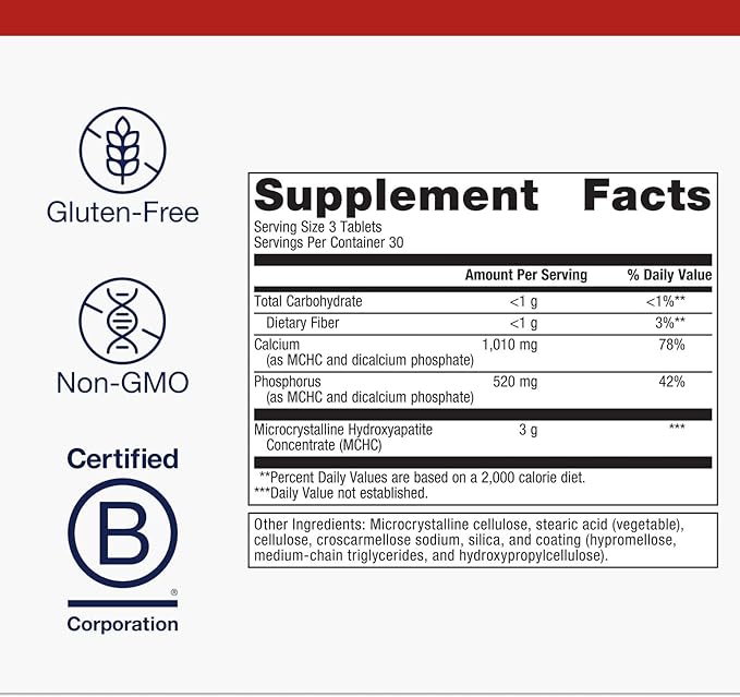 Metagenics Bone Builder Extra Strength - Microcrystalline Hydroxyapatite Concentrate (MCHC) with Calcium & Phosphorus - Supports Bone Density & Strength - Non-GMO & Gluten-Free - 90 Tablets