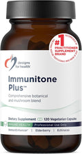 Designs for Health Herbal Immune Support with Mushrooms, Echinacea, Green Tea, Astragalus + Elderberry - Immunitone Plus Pills - Non-GMO Supplement (120 Capsules)