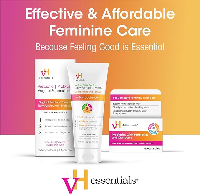 vH essentials Probiotics for Women with Prebiotics, Cranberry & Vitamin C – 120 Capsules -2 Pack – Vaginal Probiotics Support Gut Balance, Vaginal Health & Urinary Tract Health for Women