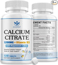 Calcium Citrate 1200mg Supplement with Vitamin D3 for Women and Men - Calcium Magnesium Zinc D3 Supplement for Bone, Teeth, Immune Support, Vegan-Friendly - 120 Tablets (2 Pack)