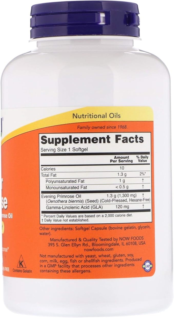 Now Foods Super Primrose 1300mg, 120 gels (Pack of 2)