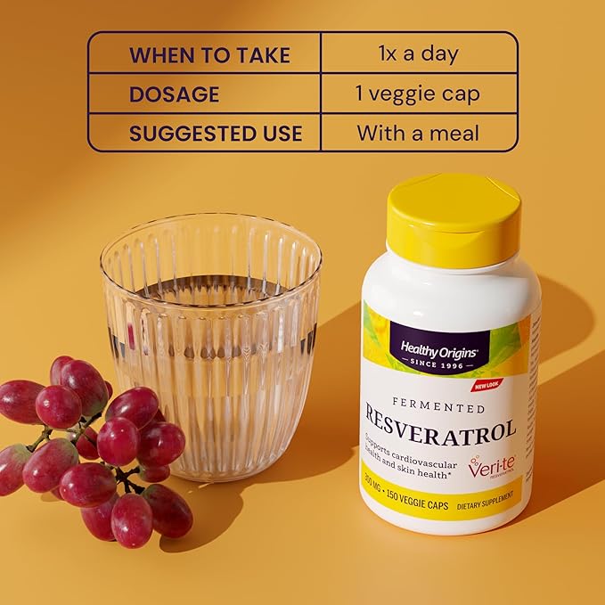 Heathy Origins Fermented Resveratrol (Non-GMO, 98% Trans-Resveratrol, European Sourced) 300 mg, 150 Veggie Caps
