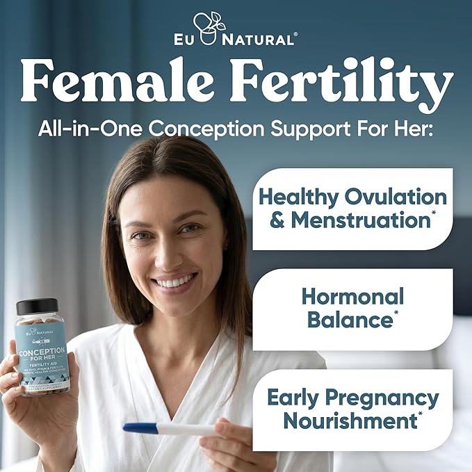 Eu Natural Conception for Her Fertility Supplements for Women - Ovulation, Hormonal Balance & Regular Cycle Support - Myo-Inositol, Folate, Shatavari & Vitex - 120 Vegetarian Capsules