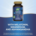 Nature’s Way Sleep Well Melatonin and Magnesium Gummies, Sleep Support for Adults*, with Ashwagandha, Berry Flavored, 90 Gummies