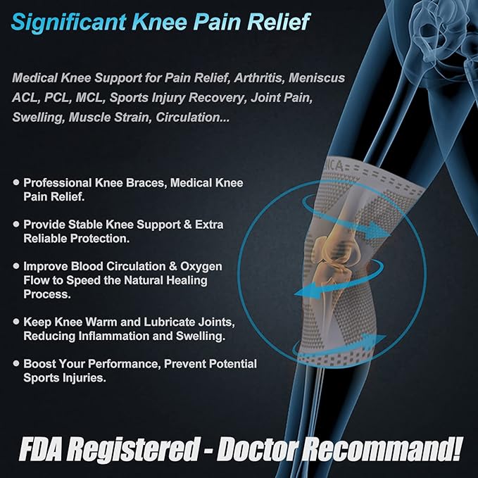 NEENCA Professional Knee Brace for Pain Relief, Medical Knee Support with Patella Pad & Side Stabilizers, Compression Knee Sleeve for Meniscus Tear, ACL, Joint Pain, Runner, Workout (Beige, X-Large)