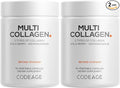 Codeage Multi Collagen Capsules – 5 Collagen Types I, II, III, V & X – Hydrolyzed Grass-Fed Bovine Protein with Ashwagandha, Amla, and Vitamins - 2-Pack