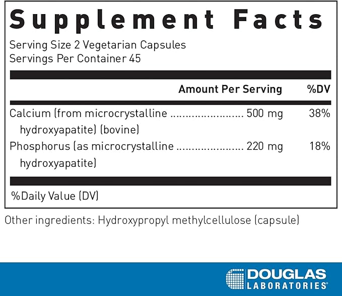 Douglas Laboratories Calcium Microcrystalline Hydroxyapatite - Teeth & Bone Health Support* - with Calcium & Phosphorus Micronutrients - Dietary Supplements - 90 Vegetarian Capsules