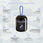 Keychain Pill Holder, Small Pill Box Case Container Organizer for Purse, Pocket Pill Case for Men, Silicone Seal Moisture Proof Mini Pill Bottle for Outdoor Camping Travel Jewelry (Black)