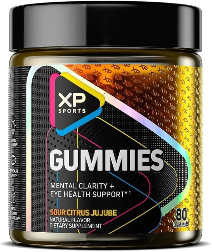 Performance Sports Gummies – Mental Clarity & Eye Health Support, Sour Citrus Jujube Flavor, Cognitive Focus & Vision Care Supplement, 80 Gummies (Pack of 2) 160 Total Gummies- 40 Servings