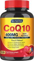 DRFOSTER CoQ10 400mg Softgels - High Absorption Coenzyme Q10 with PQQ, Omega 3-6-9, Plant Sterols & Vitamin E, MCT & Black Pepper - Heart, Brain & Energy Support - Gluten-Free, 120 Days Supply