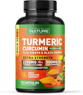 Built by Nature Turmeric Curcumin 2250mg – 95% Curcuminoids with Ginger & Black Pepper for High Absorption – Extra Strength Joint Support – Non-GMO, Vegan - 90 Capsules