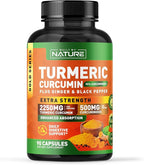 Built by Nature Turmeric Curcumin 2250mg – 95% Curcuminoids with Ginger & Black Pepper for High Absorption – Extra Strength Joint Support – Non-GMO, Vegan - 90 Capsules