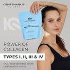 Hydrolyzed Marine Collagen Peptides Powder Unflavored 300g | Type I–IV from Wild-Caught White Fish, Essential Amino Acids for Skin, Hair, Nails, Bone & Joint Support – Non-GMO | Centenarius Nutrition