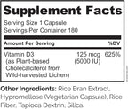 NATURELO Vitamin D - 5000 IU - Plant Based from Lichen - Natural D3 Supplement for Immune System, Bone Support, Joint Health - High Potency - Vegan - Non-GMO - Gluten Free - 180 Capsules